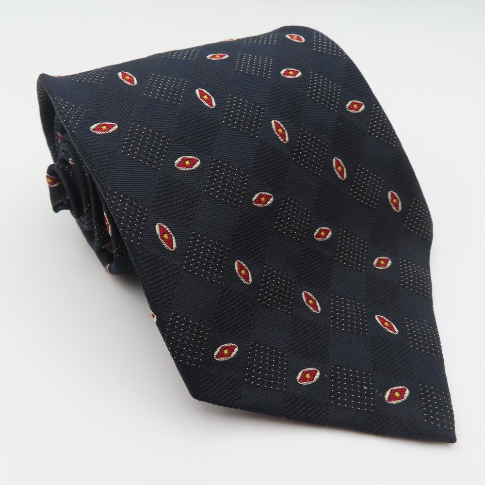 Ralph Lauren Polo Tie Silk Black Red Polka Dot 4" Wide 56" Long USA